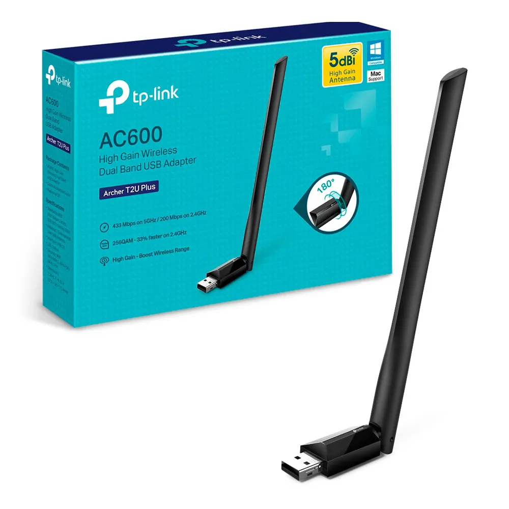 Adaptador USB WIFI TP-LINK archer T2UPLUS AC600 doble banda CON ANTENA