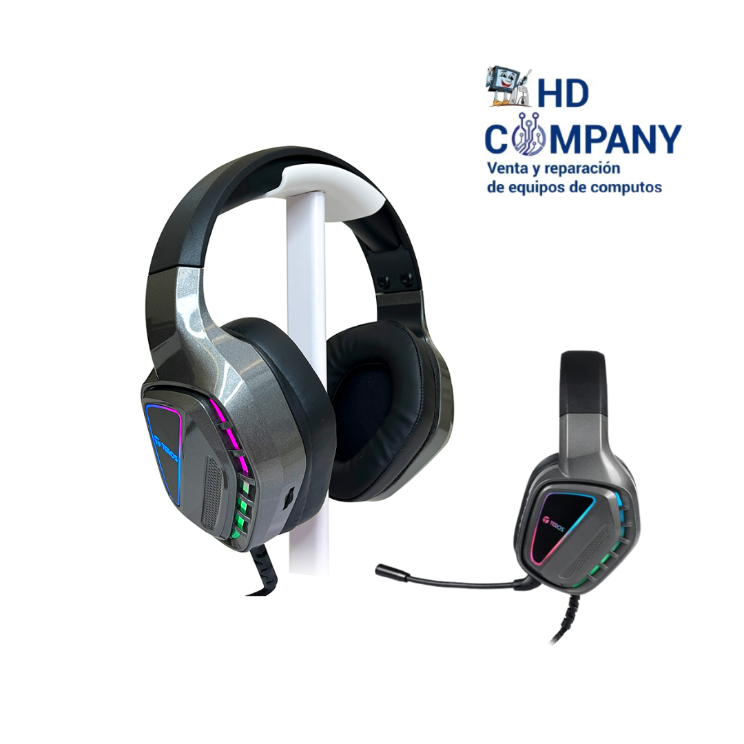 Auriculares gaming TEROS TE-8171N, estéreo, micrófono, luces RGB