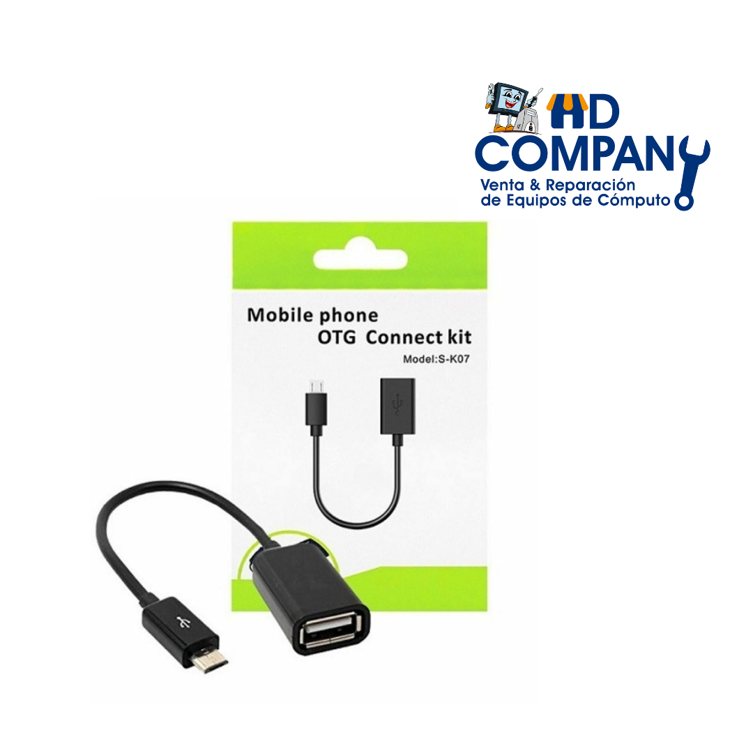CABLE OTG micro usb(V8) a USB HERMBRA S-K07|CAJA VERDE BLANCO
