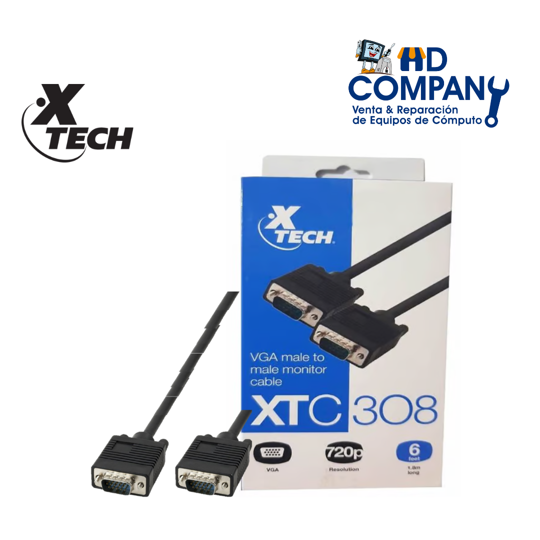 Cable VGA Macho a VGA Macho XTECH XTC-308 /Resolución 720p