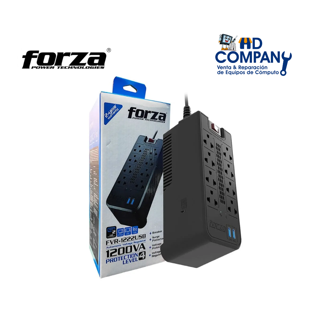 Estabilizador FORZA FVR-1222USB 4 TOMAS 1200VA | 2 USB