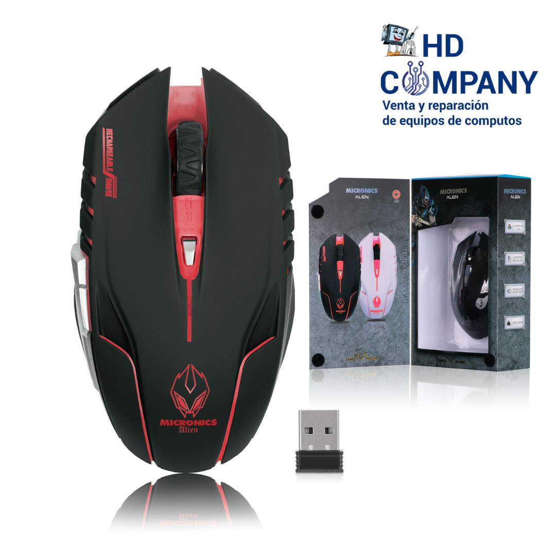 MOUSE GAMER INALAMBRICO RECARGABLE  MICRONICS ALIEN MIC M834WL |NEGRO