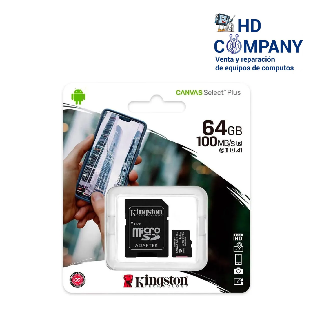 Memoria KINGSTON micro sd CANVAS PLUS 64GB clase 10