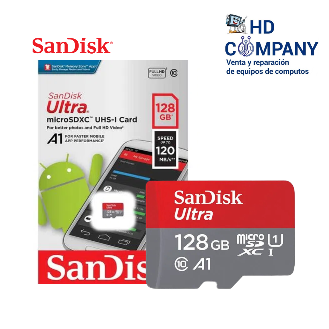 Memoria micro sdhc SANDISK 128GB ultra A1 class 10 UHS-I