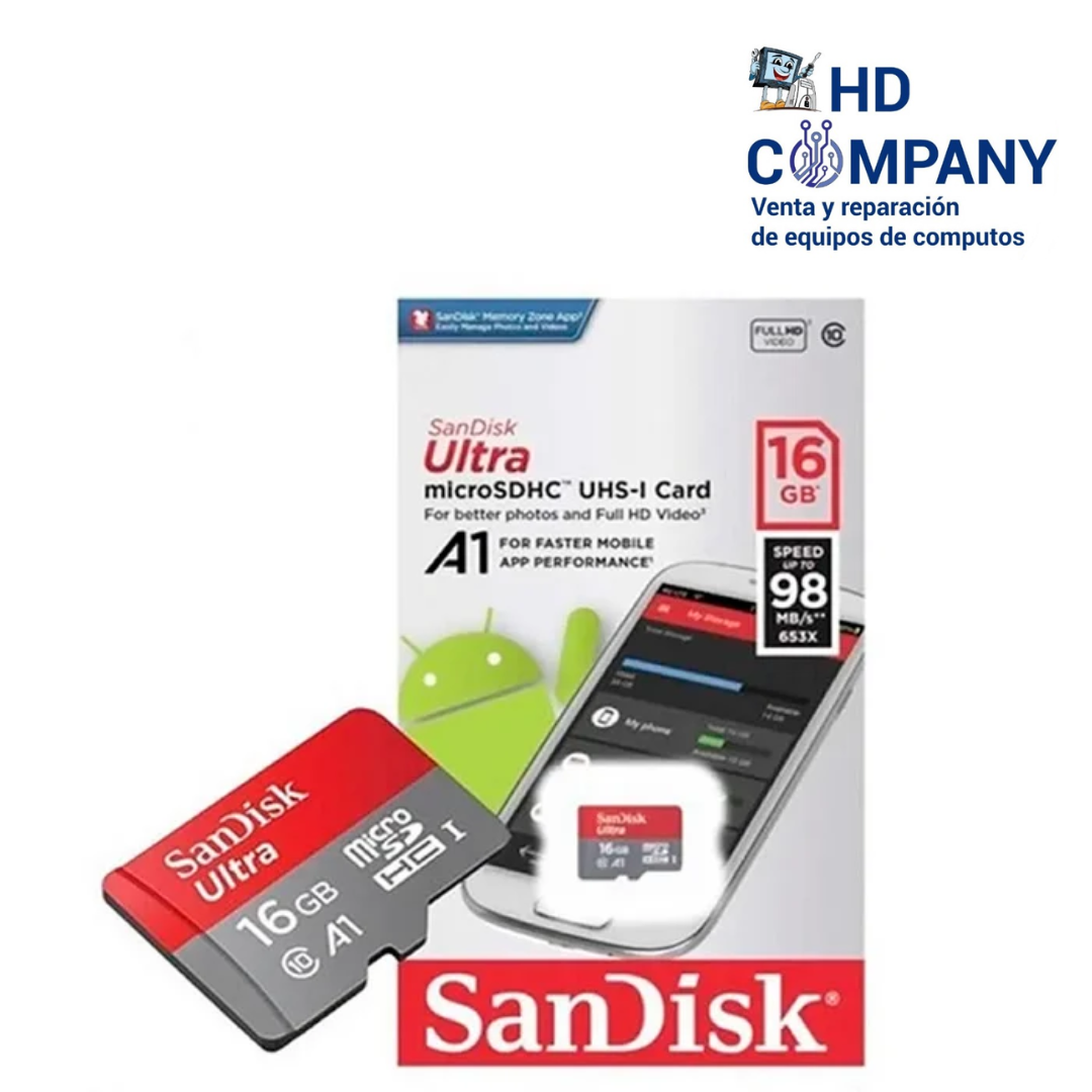 Memoria micro sdhc SANDISK 16GB ultra A1 class 10 UHS-I