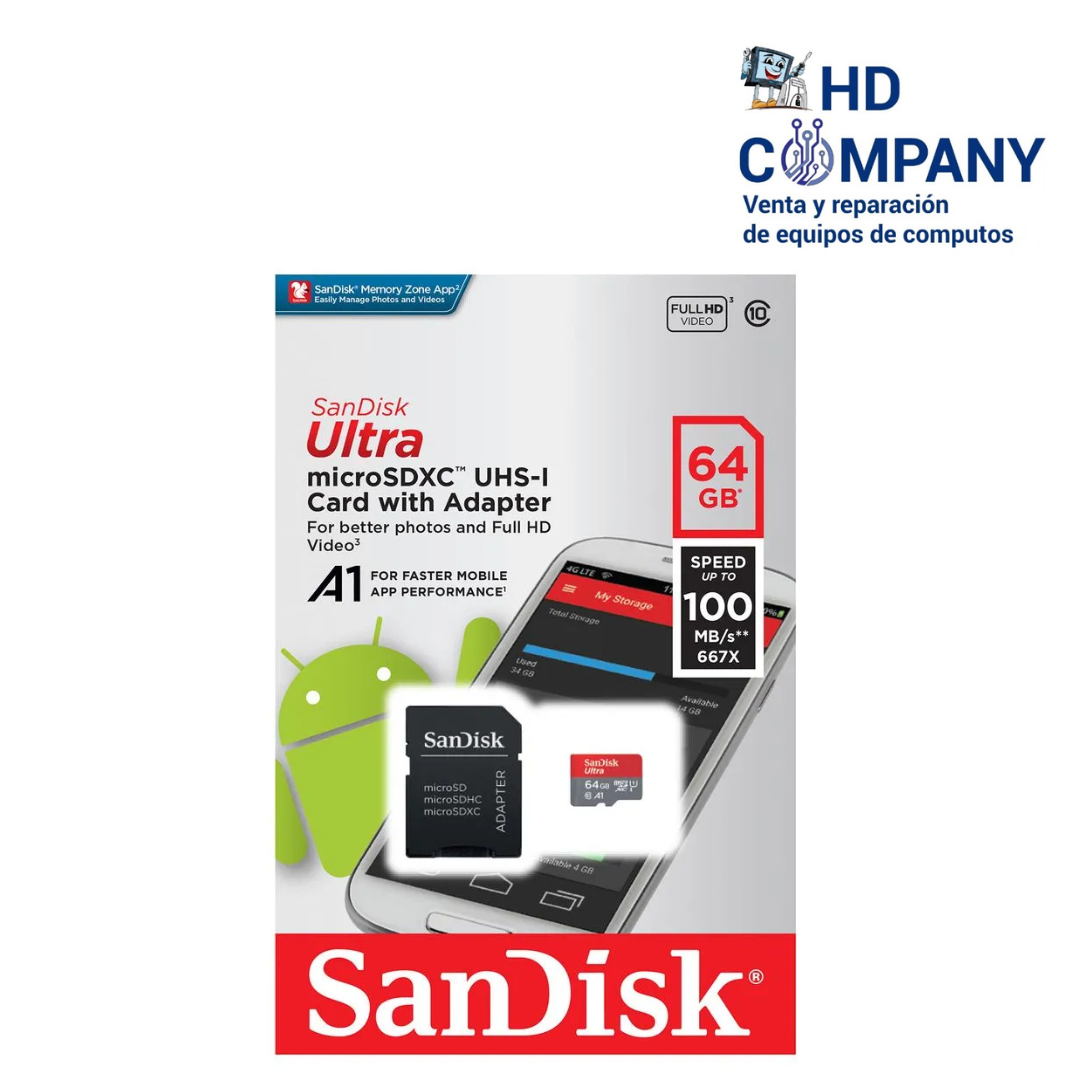 Memoria micro sdhc SANDISK 64GB ultra A1 class 10 UHS-I