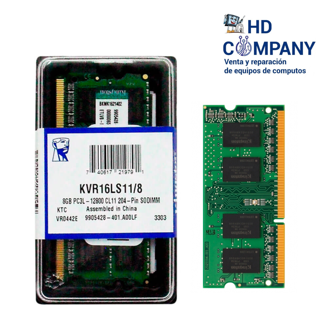 Memoria ram sodimm DDR3L KINGSTON 8gb 1333/ 1600