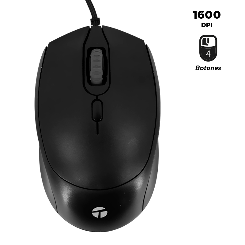 Mouse Teros TE-1222S USB 3 Botones BLACK|DPI 1200