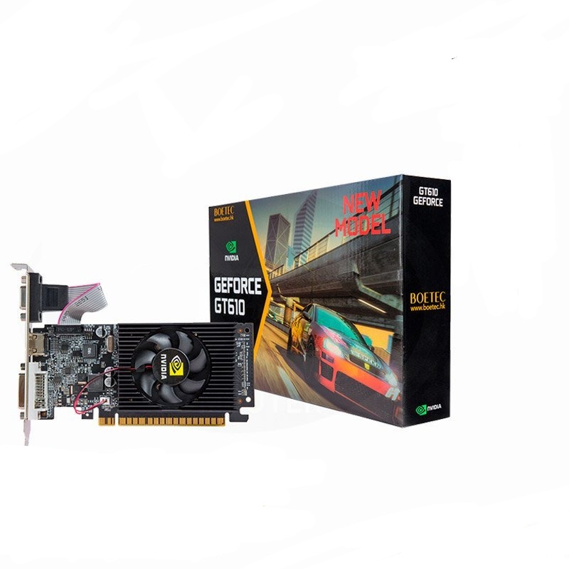 Tarjeta de video BOETEC GT610 2GB DDR3 64BIT, 1 FAN, HDMI x1 /DVI x1 /VGA x1
