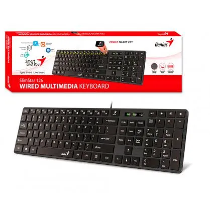 Teclado GENIUS SLIMSTAR 126 AI COPILOT multimedia usb NEGRO